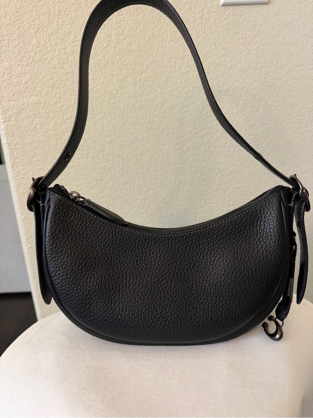 COACH Black Pebbled Leather Shoulder Bag